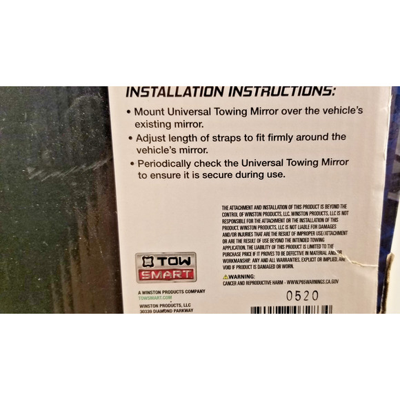 2- Pack Universal Towing Mirrors Tow Smart Extra Large Mirror Adjustable Straps - Picture 4 of 8